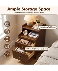 Slickblue Wood Nightstand with Drawers and Solid Wood Legs for Bedroom