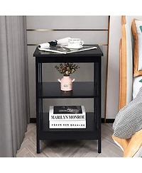 Slickblue 2 Pack 3 Tier End Tables with Reinforced Bars for Bedroom Living Room