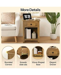 Slickblue Modern Bedside Nightstand with Built-In Charging Station and Storage