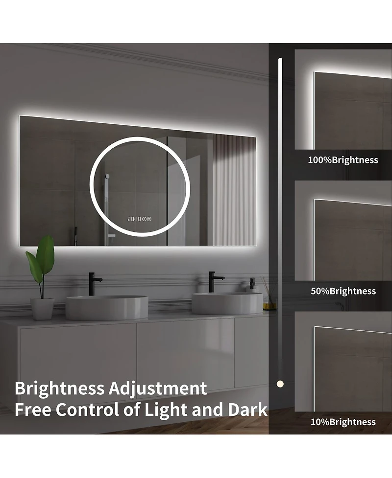 Laoties 48" x 24" Led Bathroom Vanity Mirror with Lights, Wall Mounted Anti-Fog Lighted Bathroom Mirror, Modern Makeup Mirror for Bathroom