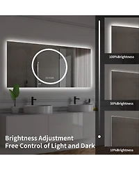 Laoties 48" x 24" Led Bathroom Vanity Mirror with Lights, Wall Mounted Anti-Fog Lighted Bathroom Mirror, Modern Makeup Mirror for Bathroom