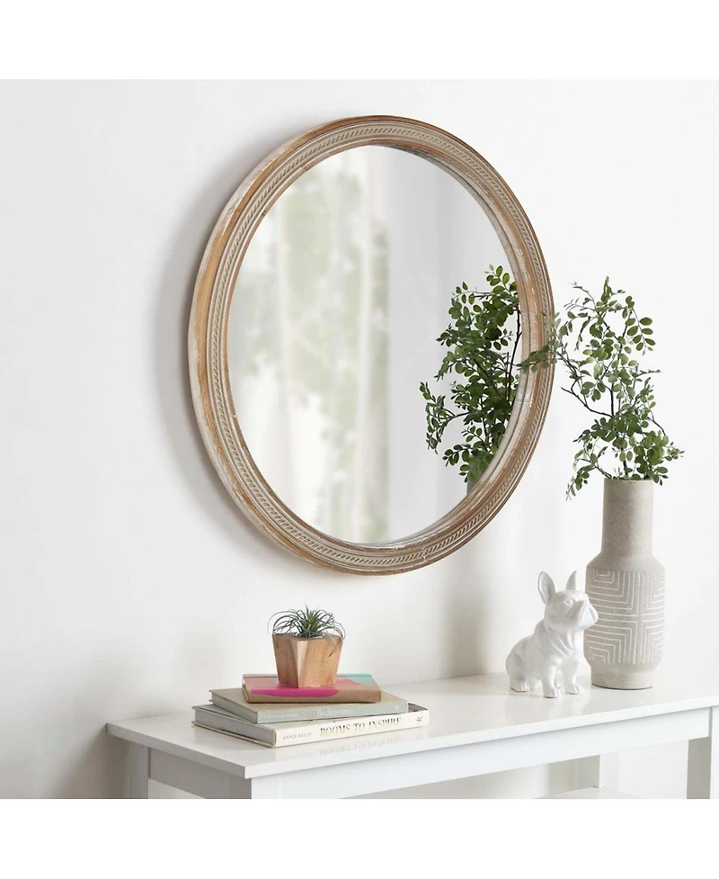 Laoties 23.6" Round Wall Mirror, Rustic Bathroom Vanity Mirror for Living Room, Bedroom and Entryway