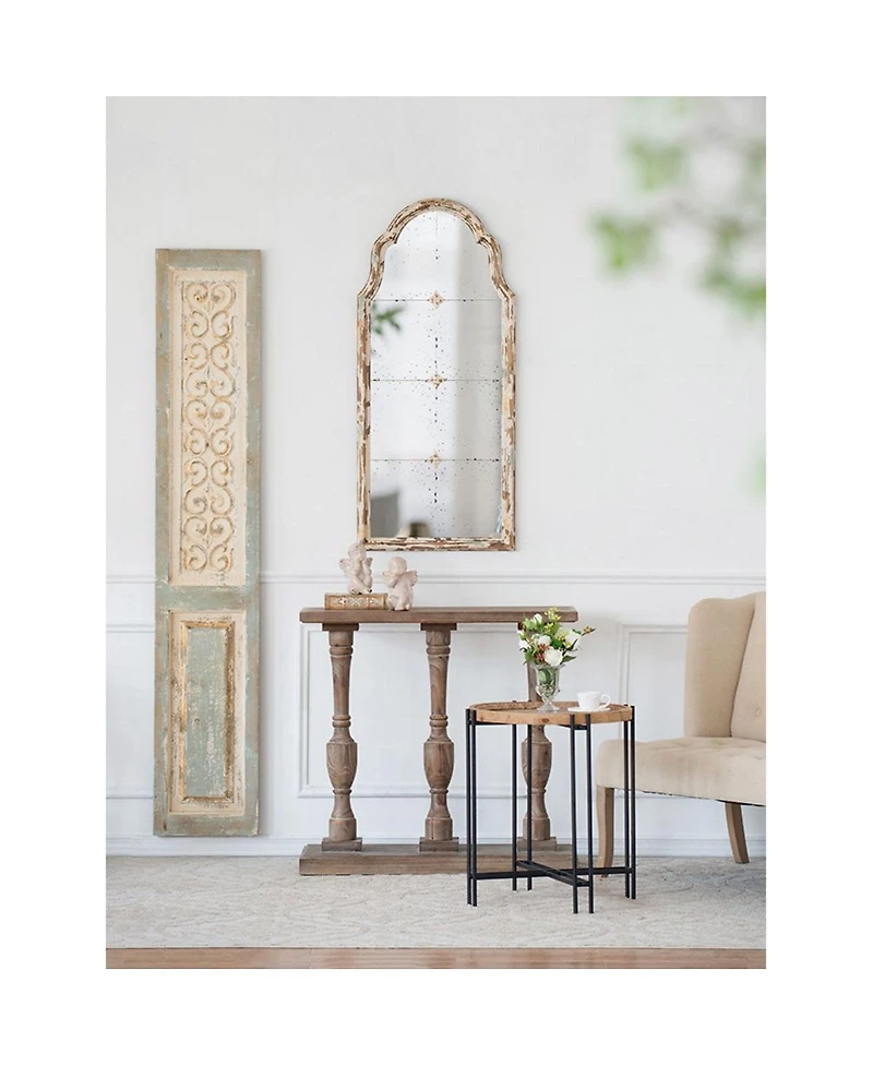 Laoties 48" x 22" Arched Windowpane Wall Mirror for Entryway and Living Room