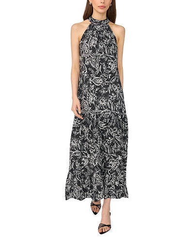 Msk Women's Strapless Halter Neck Tiered Maxi Dress