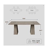 homfan 71 Inch Rectangular Dining Table Wooden Kitchen Table with Sturdy Heavy Duty Legs, Modern Dining Room Furniture for 6 to 8 People Family Use