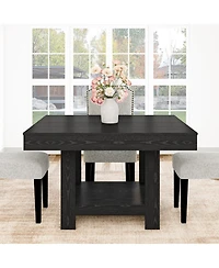 homfan Square 47.2 Inch Dining Table for 4 to 6, 2 Tier Storage Shelf, Walnut Waterproof Design, 350Lbs Capacity, Anti Wobble Triangle Legs
