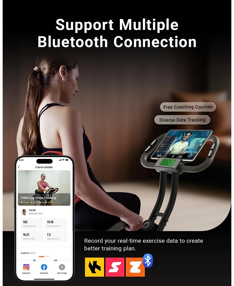 Harison Adjustable Magnetic Exercise Bike for Home, 380 lbs Capacity with App