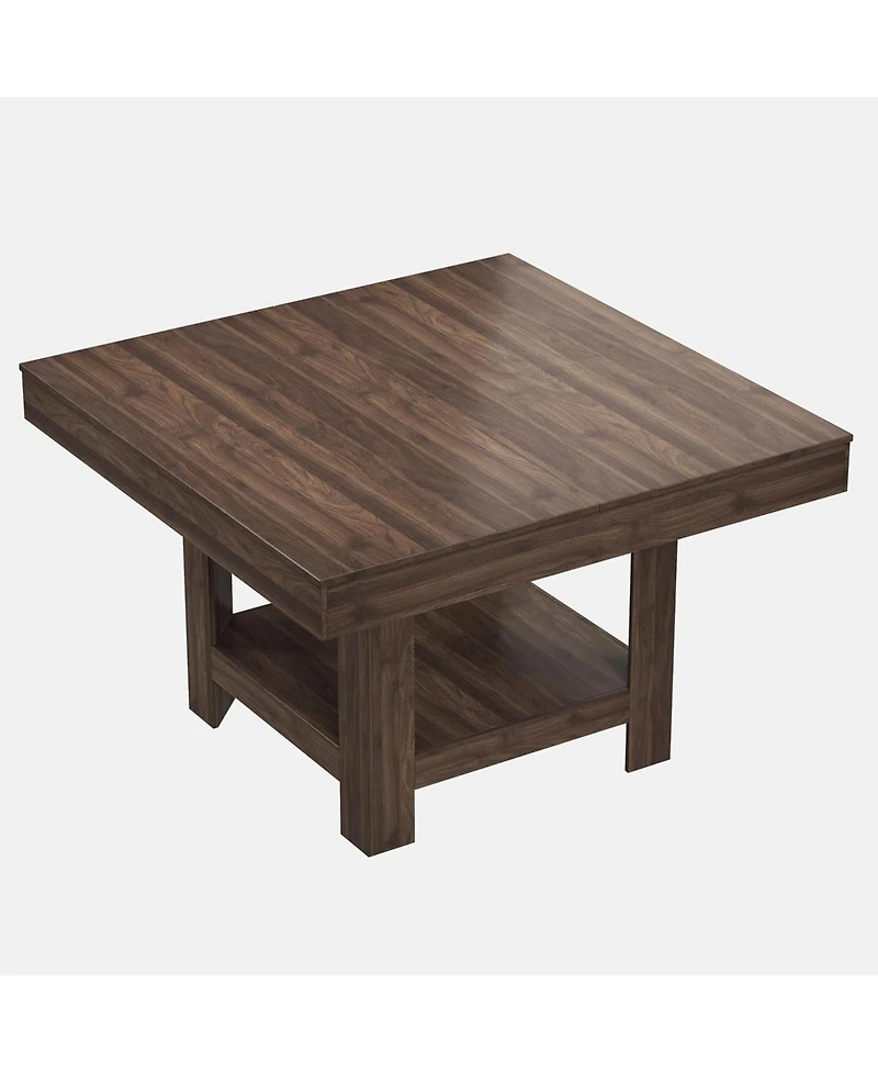homfan 47.2 Inch Square Dining Table 2 Tier Storage Shelf, Waterproof Dining Table with Anti Wobble Triangle Legs, Seats 4 to 6