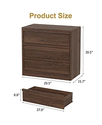 gaomon 3-Drawer Dresser for Bedroom, Natural Oak Wooden Nightstand Chest with Large Storage