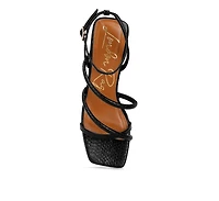 right pose faux leather block heel sandals