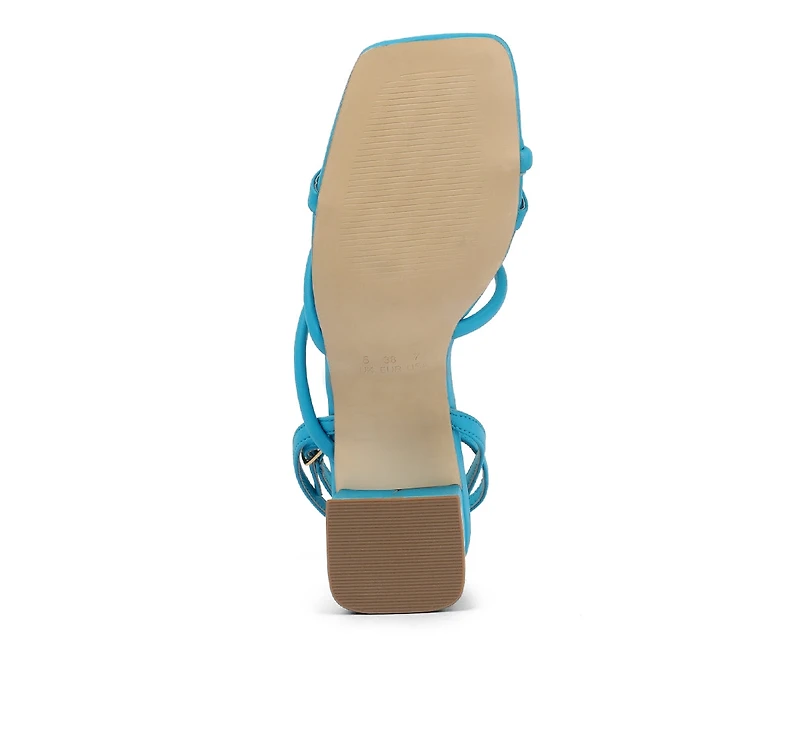 right pose faux leather block heel sandals
