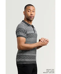 Xray Men's Allover Jacquard Sweater Polo