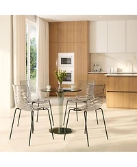 LeisureMod Astor Dining Chair Modern Minimalist Stackable Side Accent Chair, Abs Plastic with Stainless-Steel Legs for Home, Kitchen, Room