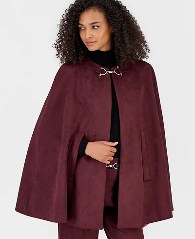 Anne Klein Women's Scuba Suede Long Cape