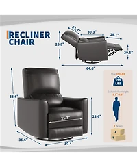 homfan Manual Swivel Rocking Recliner Chair – High Backrest, Padded Armrests, Lumbar Support, Ergonomic Single Sofa for Living Room, Nursery, or Home