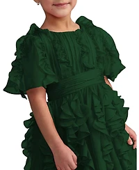 Mac Duggal Little Girls High-Neck Ruffle Chiffon Dress