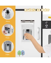 Gymax Kids Corner Kitchen Playset Wooden Pretend Play Toy with Microwave White