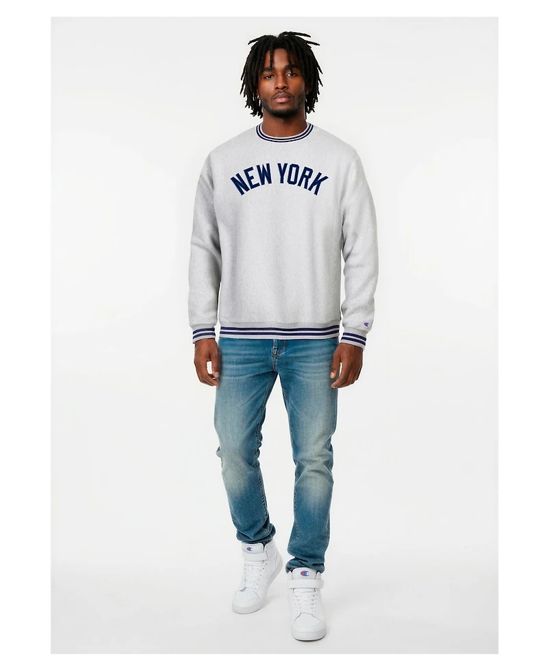 Champion Men's Heather Gray New York Yankees Reverse Weave Sweatshirt