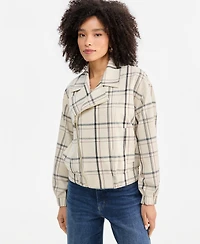 I.n.c. International Concepts Women's Arlee Oversized Plaid Biker Jacket, Macy's Exclusive