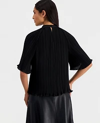 T Tahari Women's Elbow-Sleeve Pleated Blouse