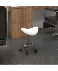Homcom Saddle Stool Adjustable Rolling Salon Chair for Massage Spa