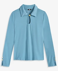 I.n.c. International Concepts Women's Long-Sleeve Collared Keyhole Blouse, Macy's Exclusive