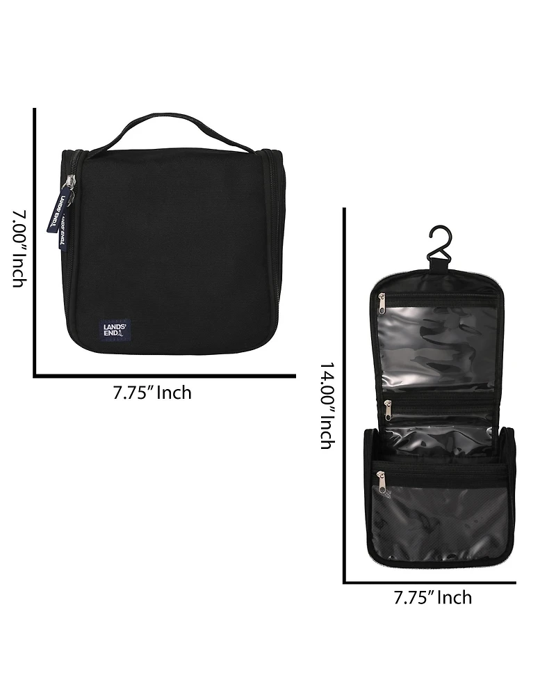 Lands' End Small Hanging Toiletry Bag for Travel, Canvas Dopp Kit Hygiene