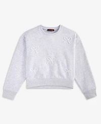 With Jules Girls' 7-16 Mini Imitation Pearl Bow Crewneck Sweatshirt
