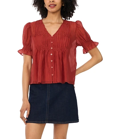 Vince Camuto Women's Pintuck Short-Sleeve Top