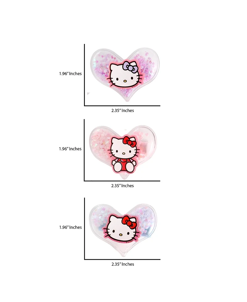 Hello Kitty Heart Hair Clip 6-Piece Set Official License, Snap Back Shaker Hair Clips, Sanrio Accessories