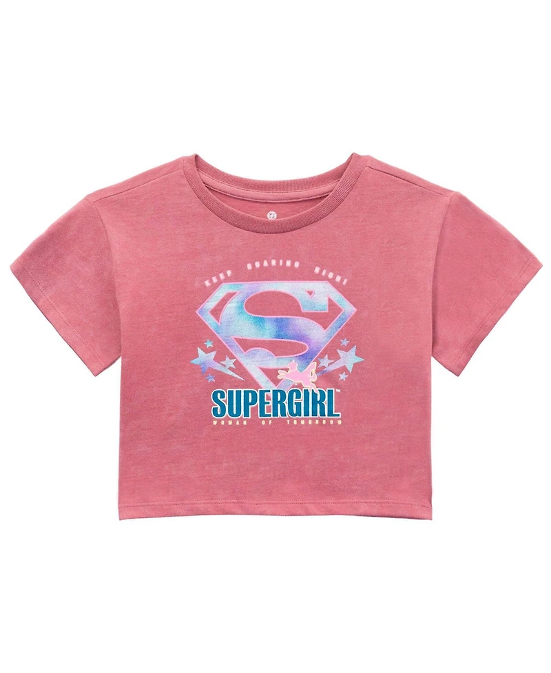 Justice League Toddler Girls Supergirl Cropped 2-Piece T-Shirt and Skort Set
