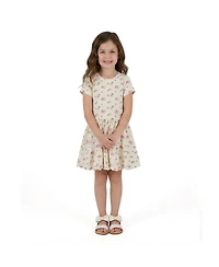 Andy & Evan Toddler Girls Blush Floral Knit Seersucker Bubble Dress