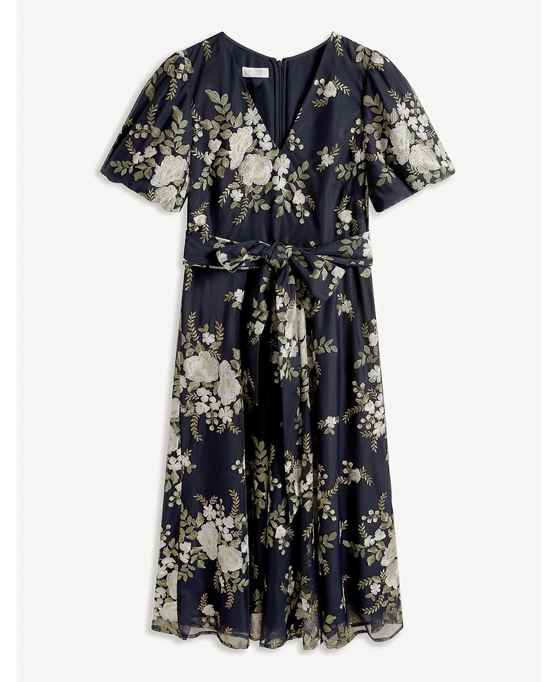 Hobbs London Women's Ira Embroidered V-Neck Midi Dress