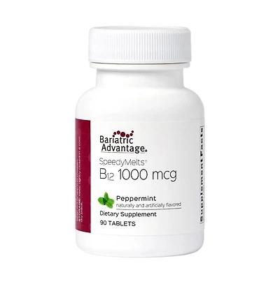 Bariatric Advantage SpeedyMelts B12 1000 mcg - Fast Melting with 200 mcg of Folic Acid for Nutritional Support - Peppermint