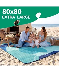 Aofar 80''80'' Waterproof Beach Blanket Picnic Camping Mat Oversized Foldable Sandproof Towel Vacation Gift