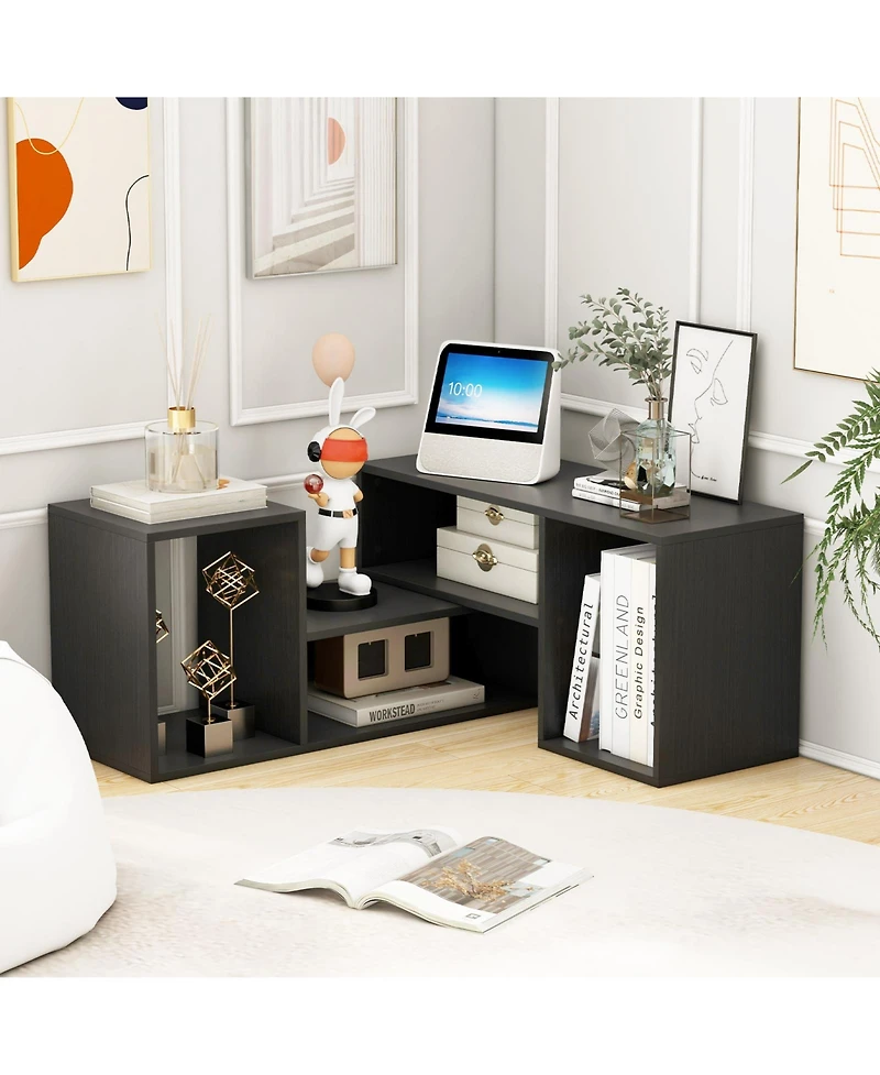 Slickblue 2 Piece Adjustable Tv Stand for TVs up to 55 Inch with Storage Cubes