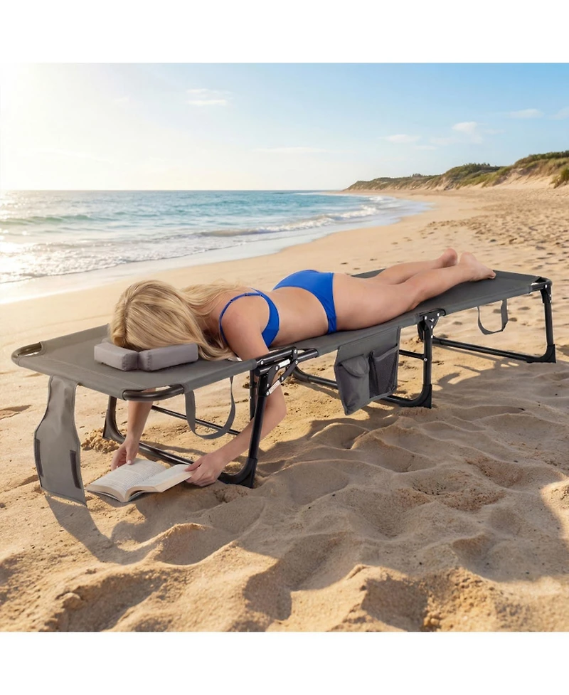 Sugift Set of 2 Portable Chaise Lounge Chairs with 4-Position Adjustable Backrest