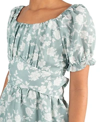 Rare Editions Girls' 7-14 Floral Linen 2-Tier Skirt Dress