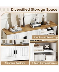 Slickblue Tv Stand for TVs up to 65 Inch with Sliding Doors and Storage Cabinets