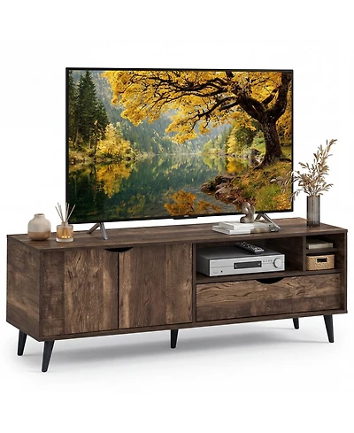 Slickblue Tv Stand for 65" TVs Rustic Entertainment Cabinet