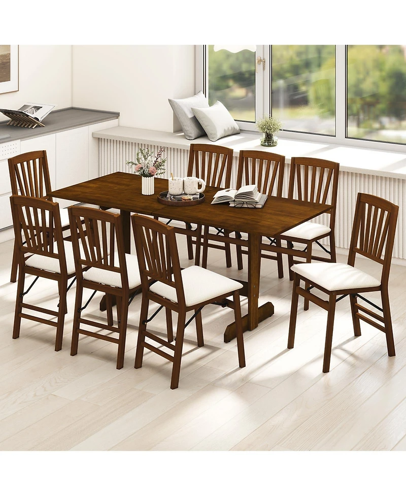Slickblue Wooden Kitchen Dining Table for 6-8 People with Rubber Wood Legs
