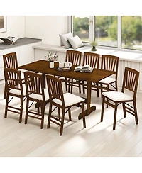 Slickblue Wooden Kitchen Dining Table for 6-8 People with Rubber Wood Legs