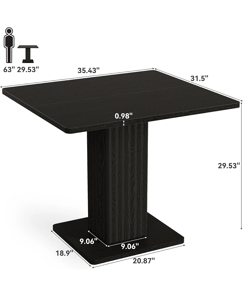Tribesigns Dining Table for 2-4.Wood table with fluted base.Modern farmhouse dinner table for dining room,kitchen, living room