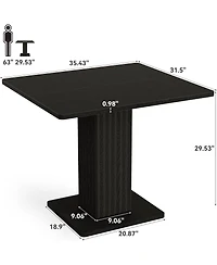 Tribesigns Dining Table for 2-4.Wood table with fluted base.Modern farmhouse dinner table for dining room,kitchen, living room