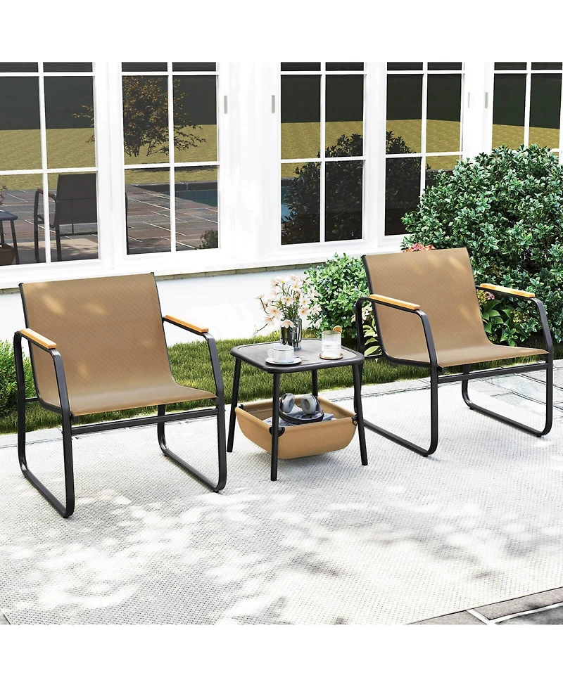 Costway Patio Furniture Set with Breathable Mesh Fabric and Metal Frame Garden