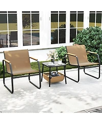 Costway Patio Furniture Set with Breathable Mesh Fabric and Metal Frame Garden