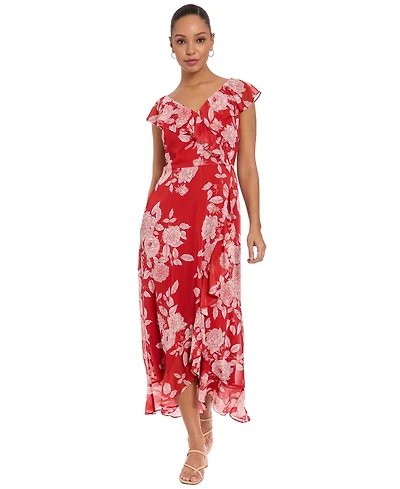 London Times Petite V-Neck Short-Sleeve Dress
