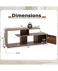 Slickblue 60 Inch Entertainment Center Tv Stand with Power Outlet and Storage