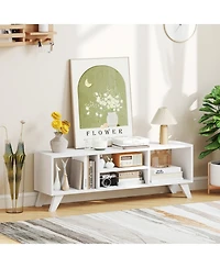 Slickblue Media Tv Console Table with Raised Support Legs and Storage Shelves