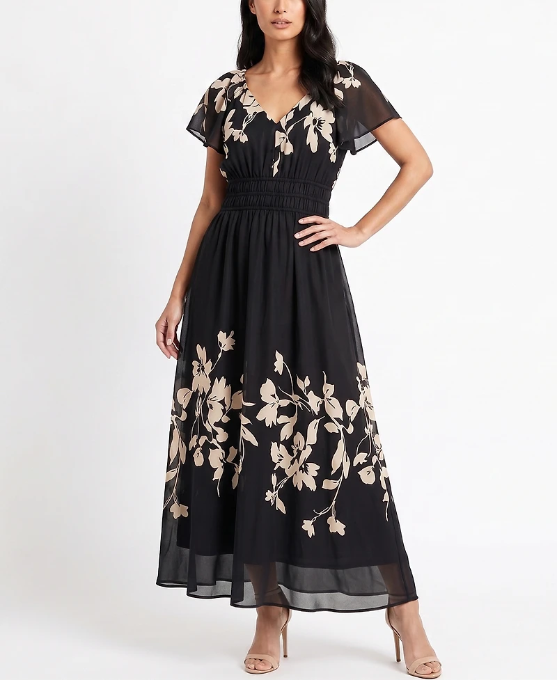 Taylor Women's Floral Smocked Waist Dress